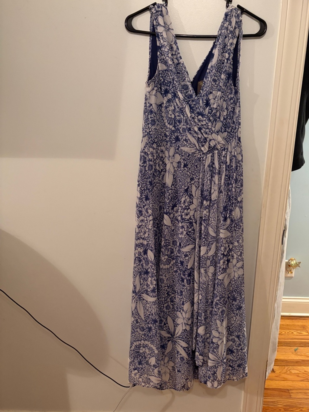 Taylor Blue and White Floral Wrap Maxi Dress
